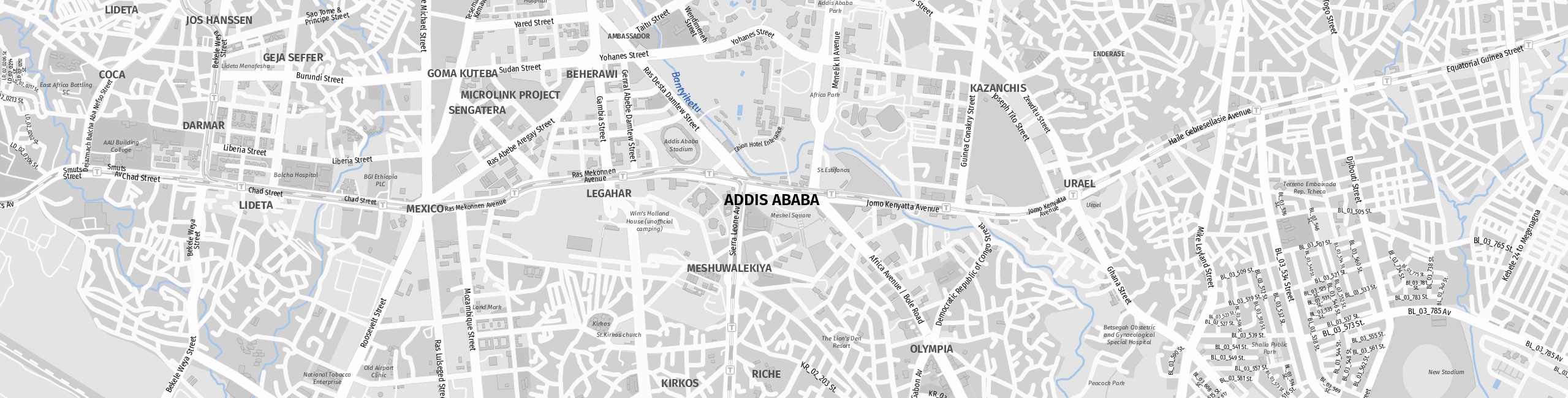 Stadtplan Addis Ababa zum Downloaden.