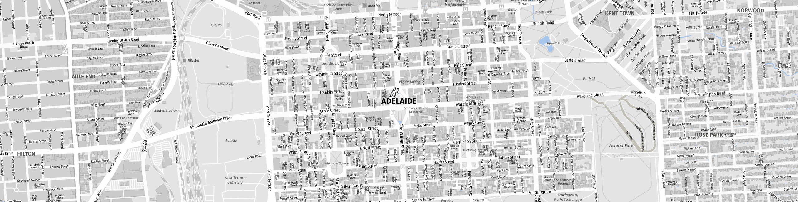 Stadtplan Adelaide zum Downloaden.