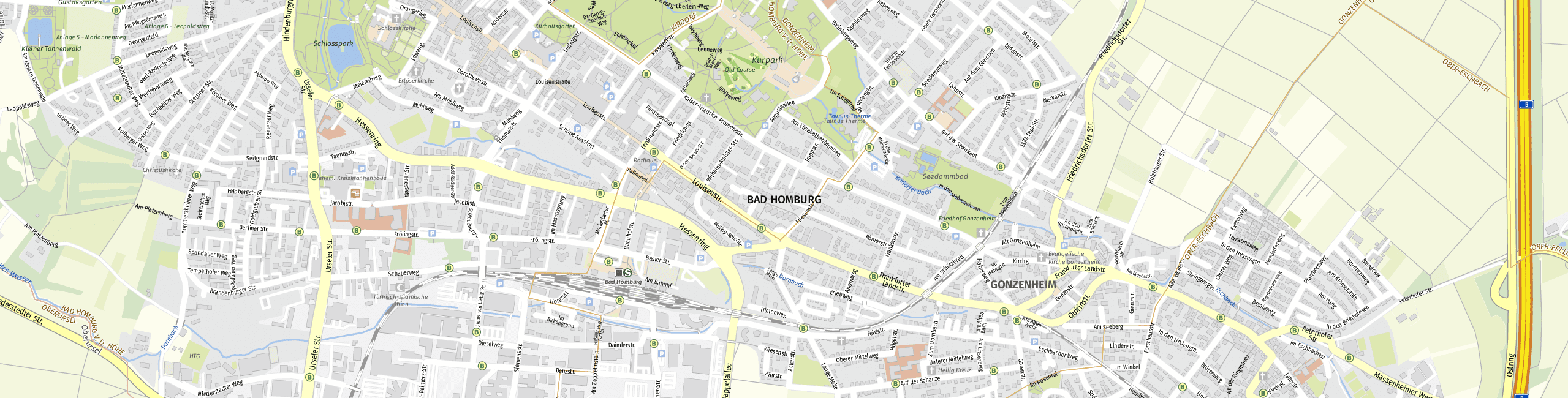 Stadtplan Bad Homburg vor der Höhe zum Downloaden.