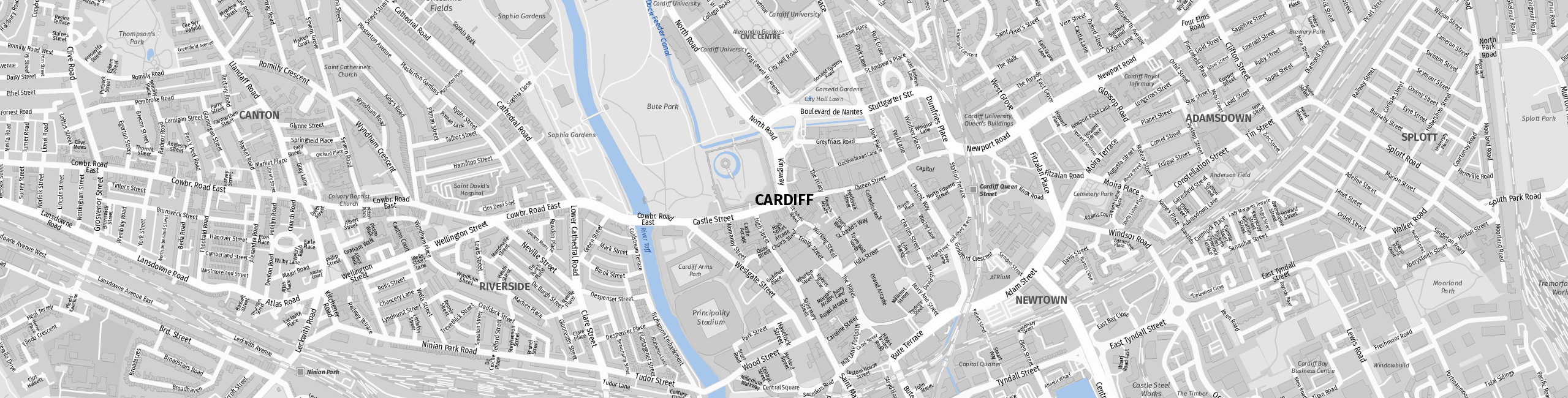 Stadtplan Cardiff zum Downloaden.