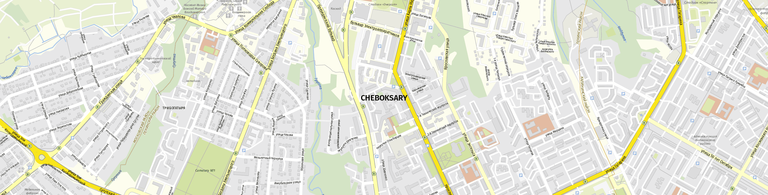 Stadtplan Cheboksary zum Downloaden.