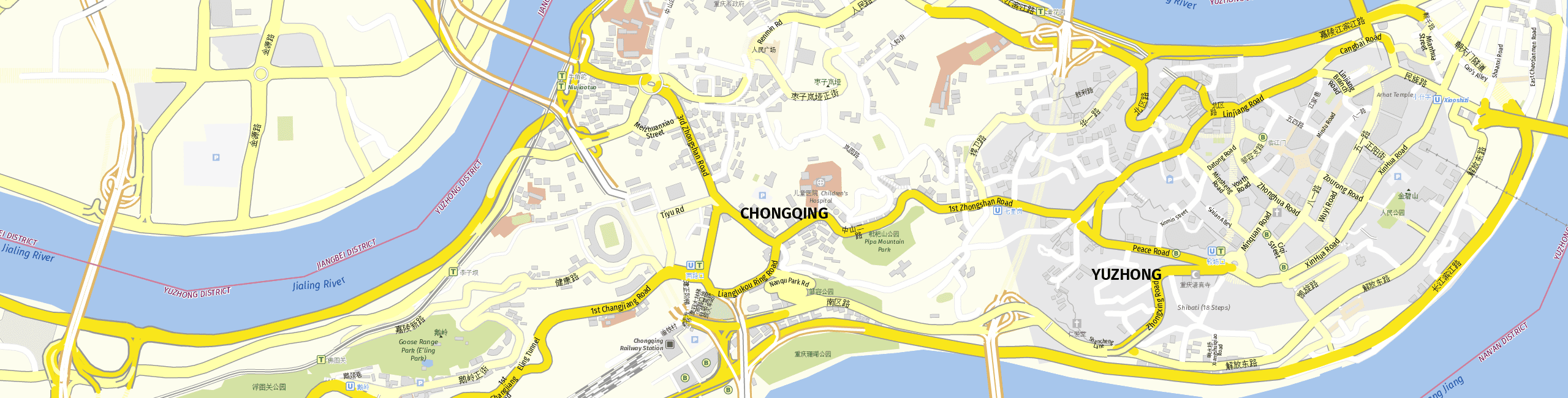 Stadtplan Chongqing zum Downloaden.
