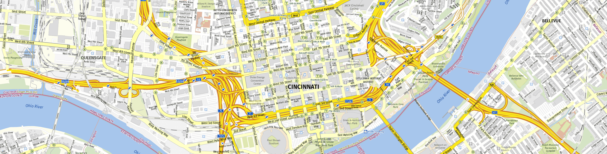 Stadtplan Cincinnati zum Downloaden.