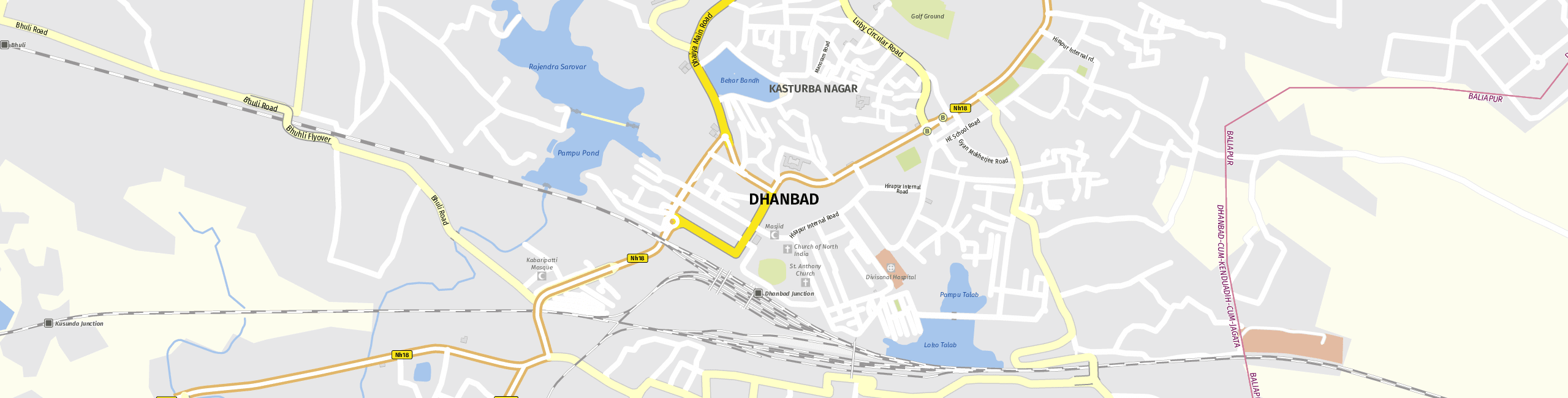 Stadtplan Dhanbad zum Downloaden.