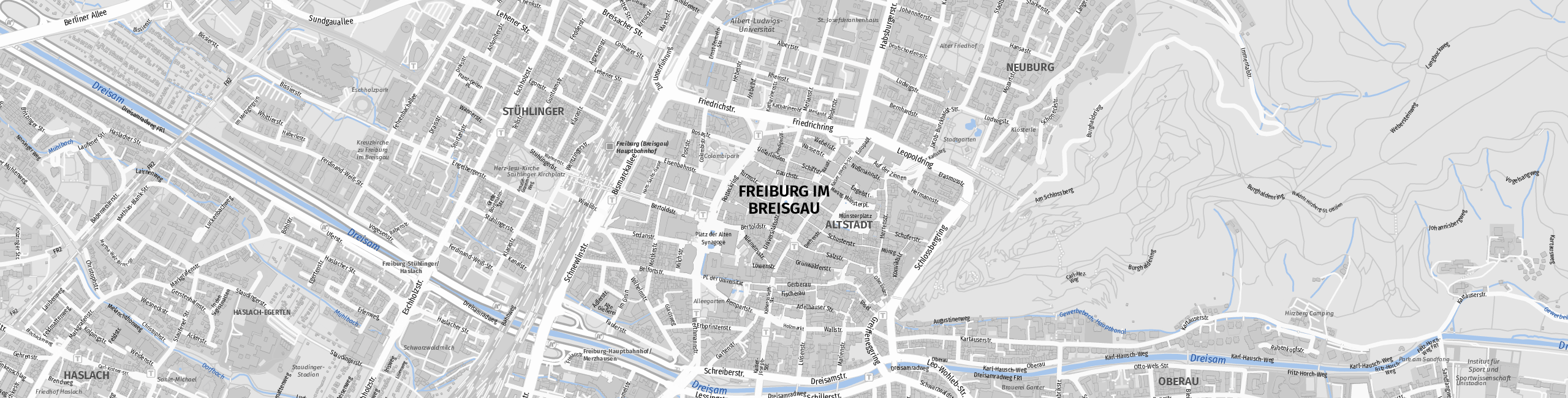 Stadtplan Freiburg im Breisgau zum Downloaden.