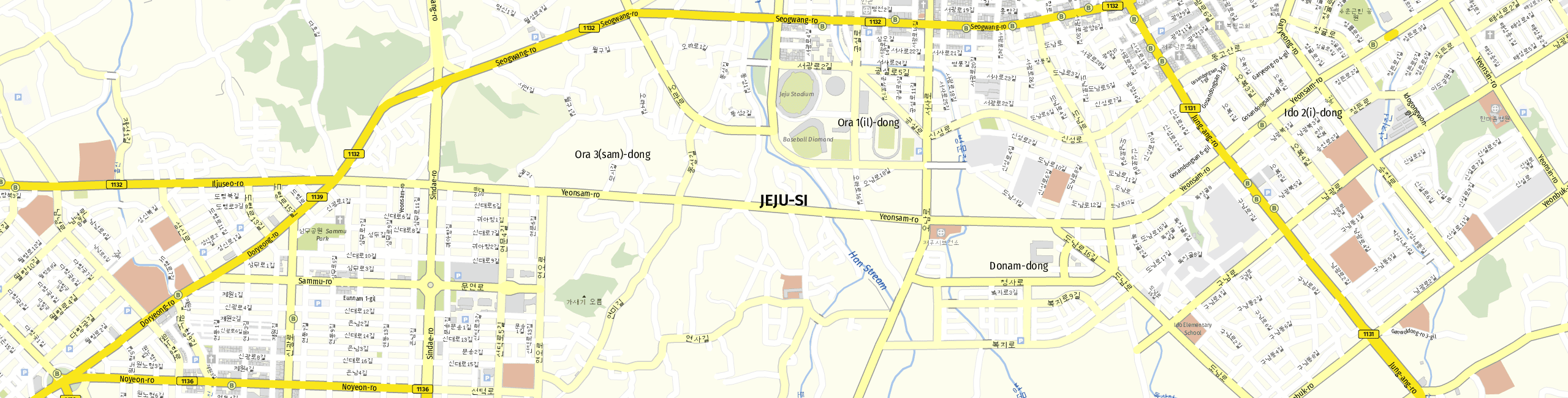 Stadtplan Jeju-si zum Downloaden.