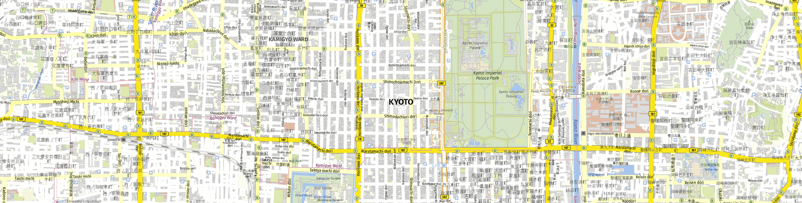 Stadtplan Kyōto zum Downloaden.