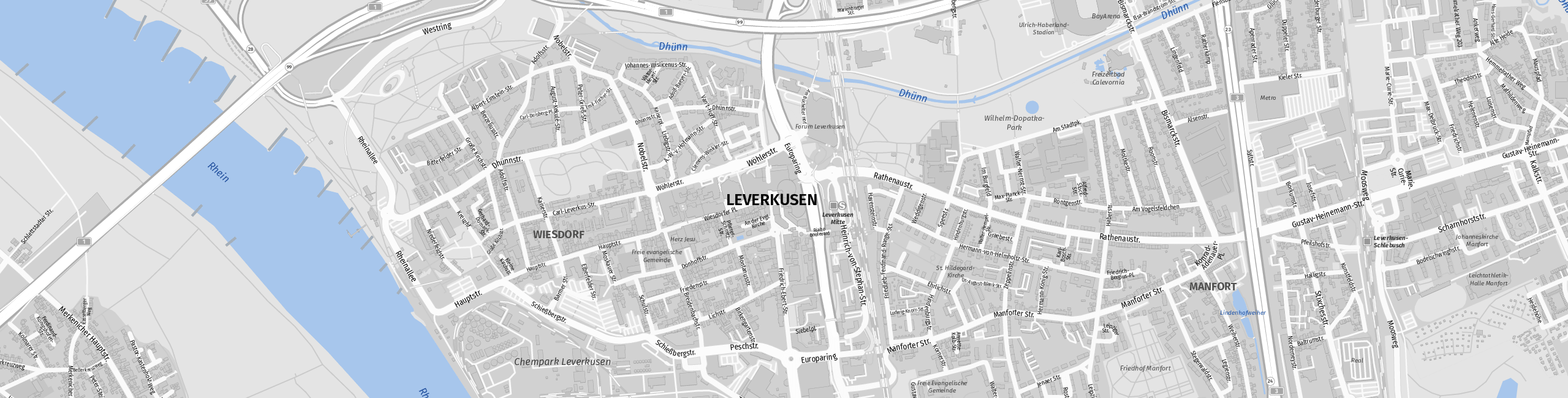 Stadtplan Leverkusen zum Downloaden.