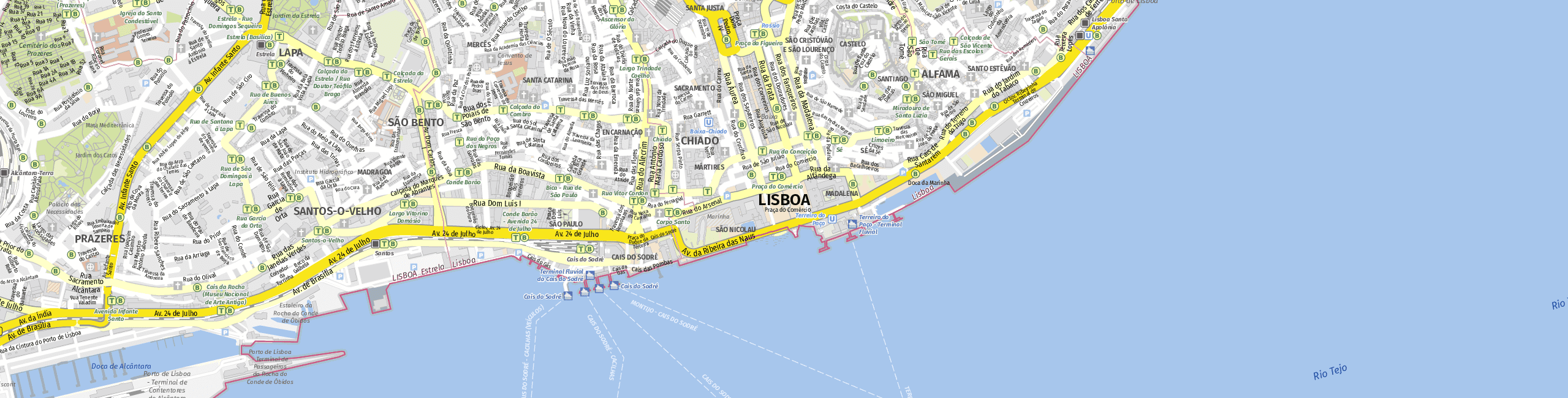 Stadtplan Lisbon zum Downloaden.