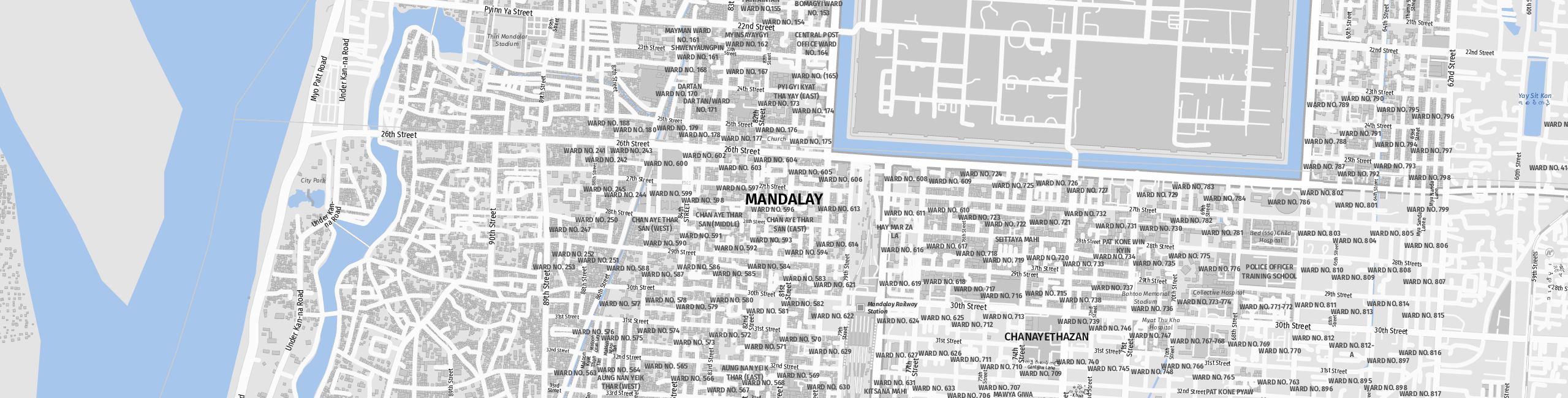 Stadtplan Mandalay zum Downloaden.