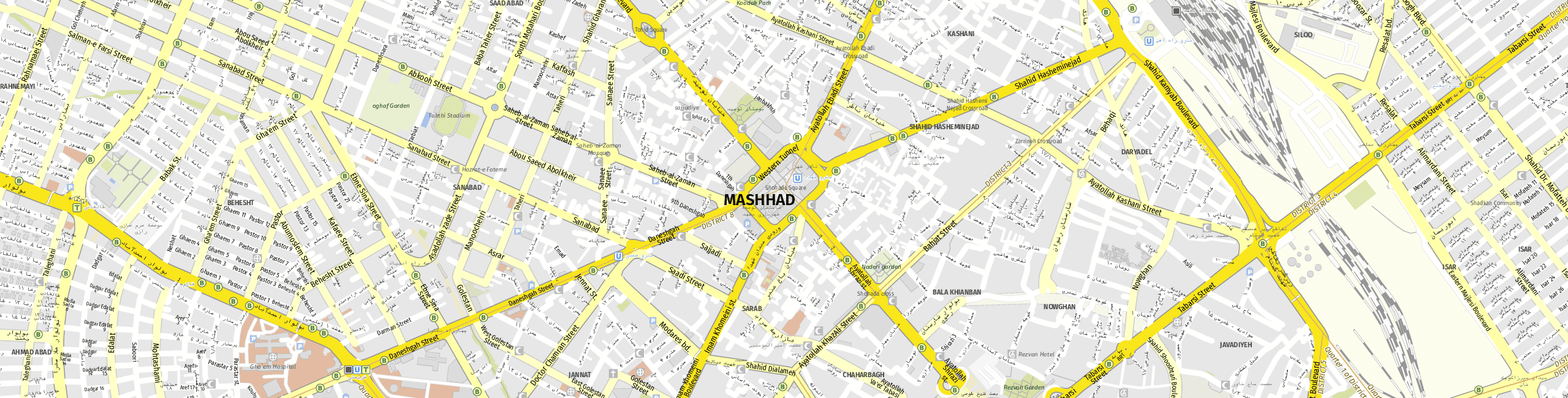 Stadtplan Mashhad zum Downloaden.