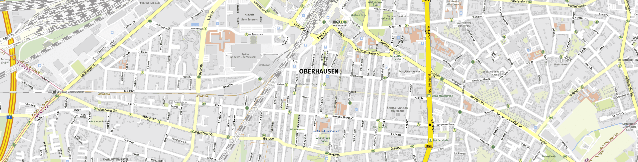 Stadtplan Oberhausen zum Downloaden.