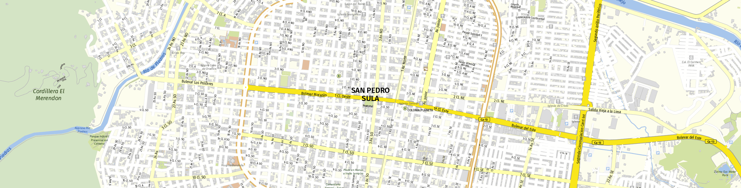 Stadtplan San Pedro Sula zum Downloaden.