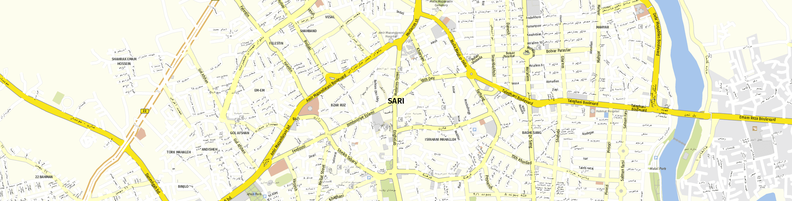 Stadtplan Sari zum Downloaden.