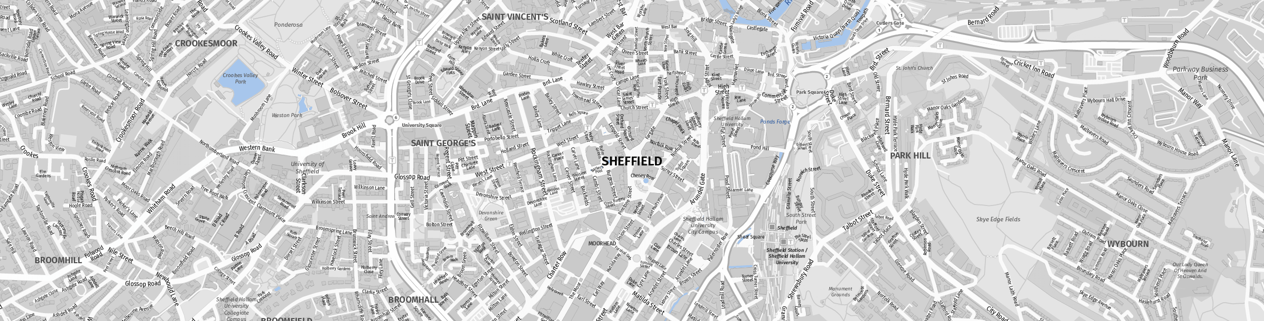 Stadtplan Sheffield zum Downloaden.