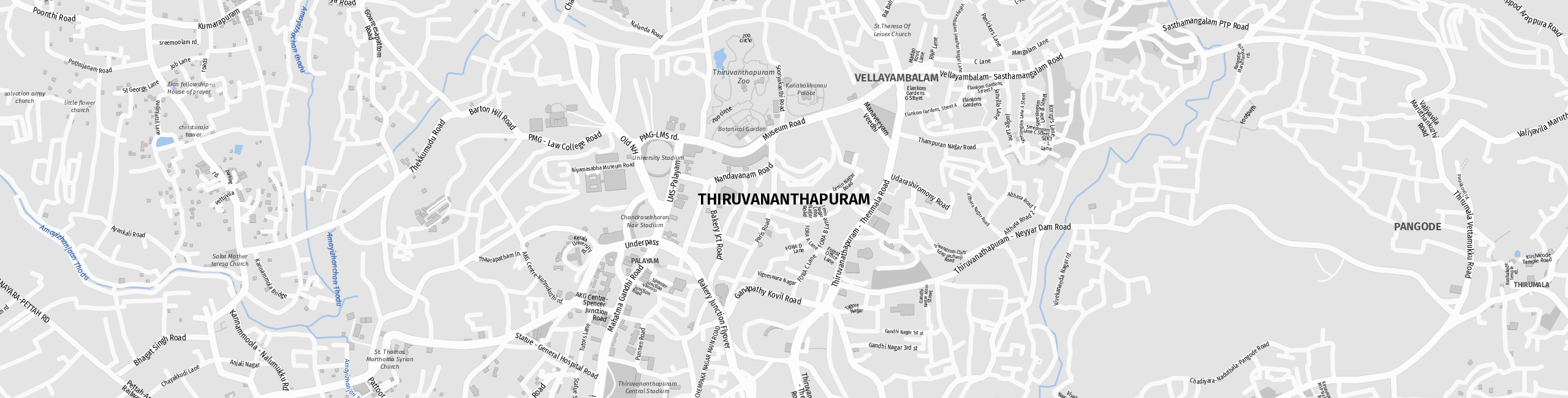 Stadtplan Thiruvananthapuram zum Downloaden.