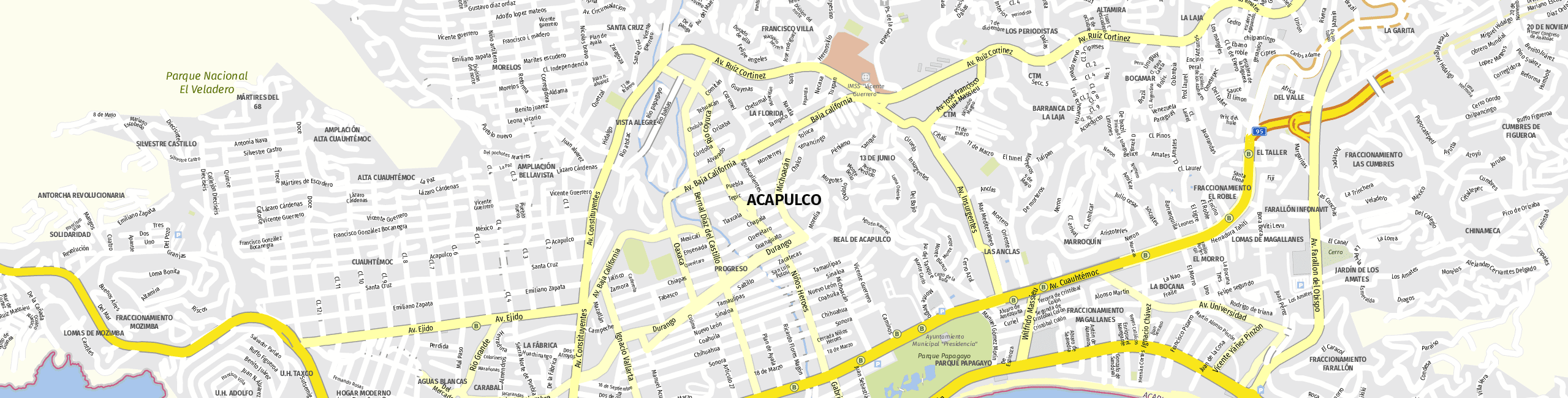 Stadtplan Acapulco de Juárez zum Downloaden.