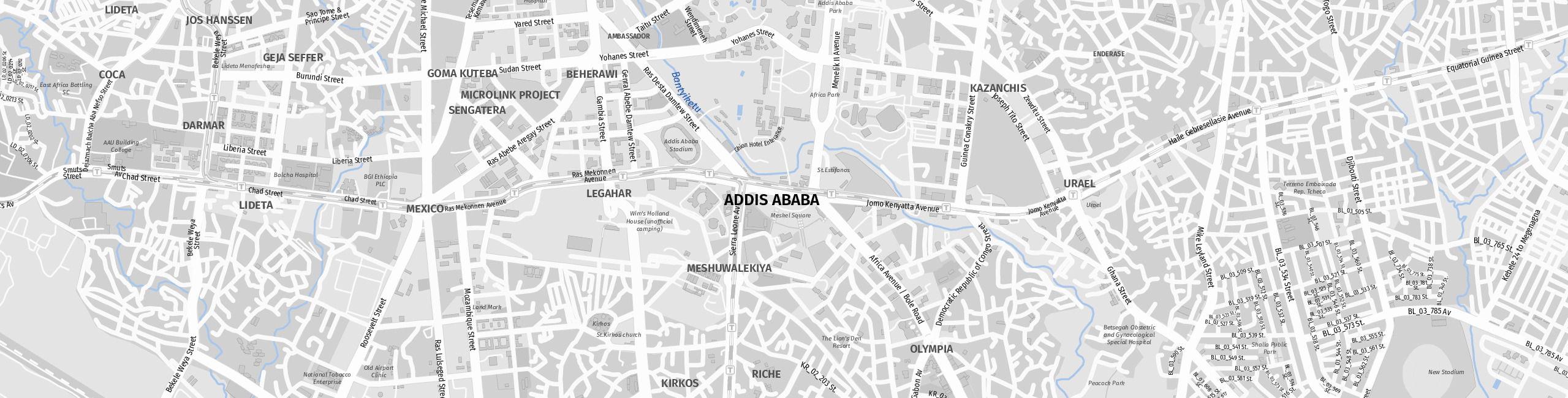 Stadtplan Addis Abeba zum Downloaden.