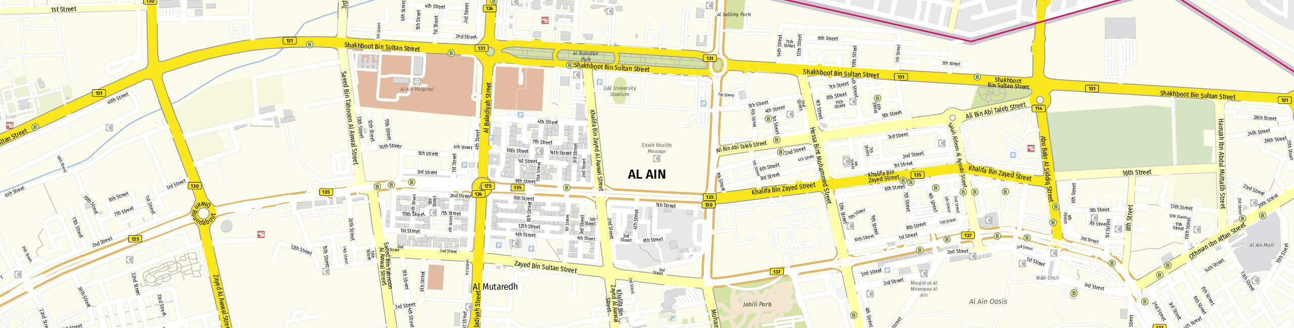 Stadtplan Al Ain zum Downloaden.