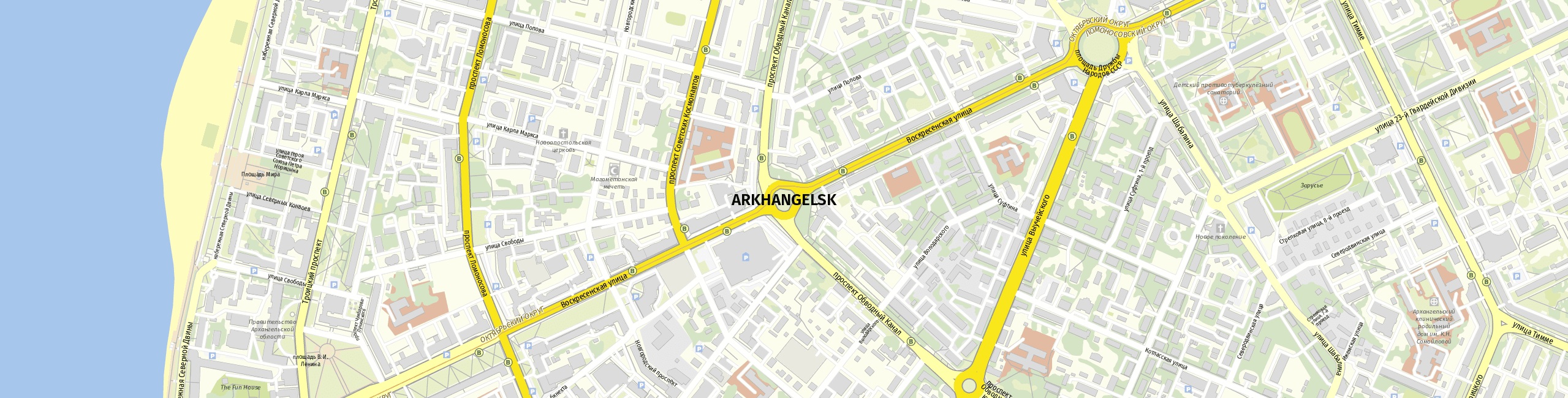 Stadtplan Arkhangelsk zum Downloaden.