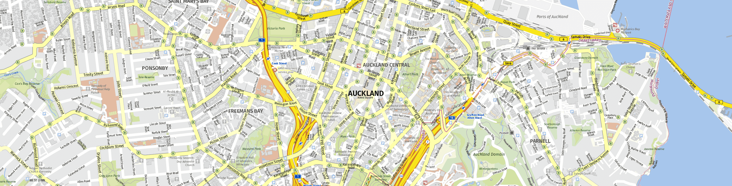 Stadtplan Auckland zum Downloaden.