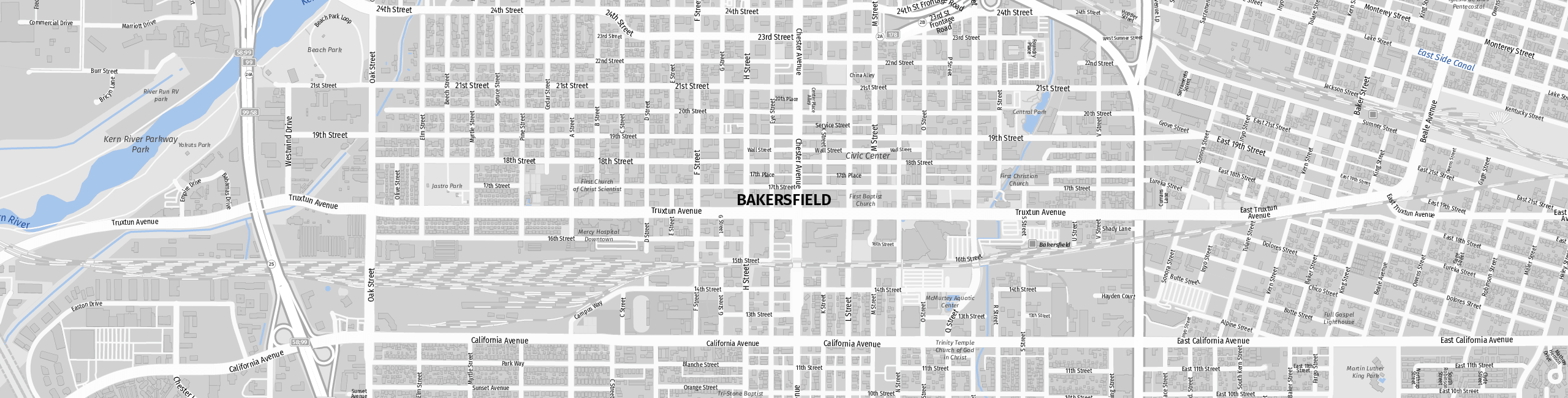 Stadtplan Bakersfield zum Downloaden.
