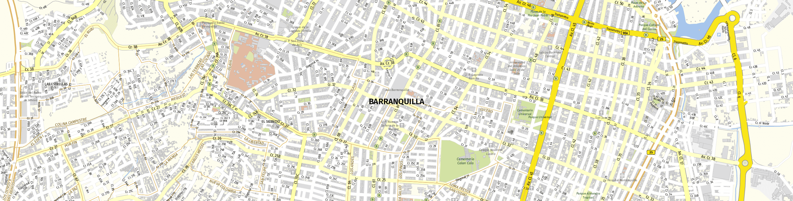 Stadtplan Barranquilla zum Downloaden.