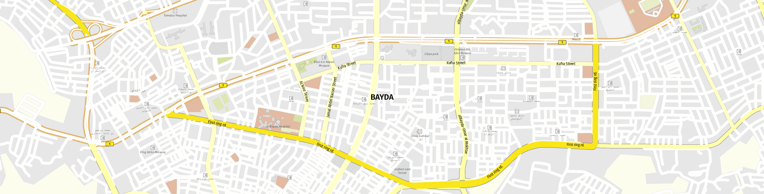 Stadtplan al-Baida zum Downloaden.