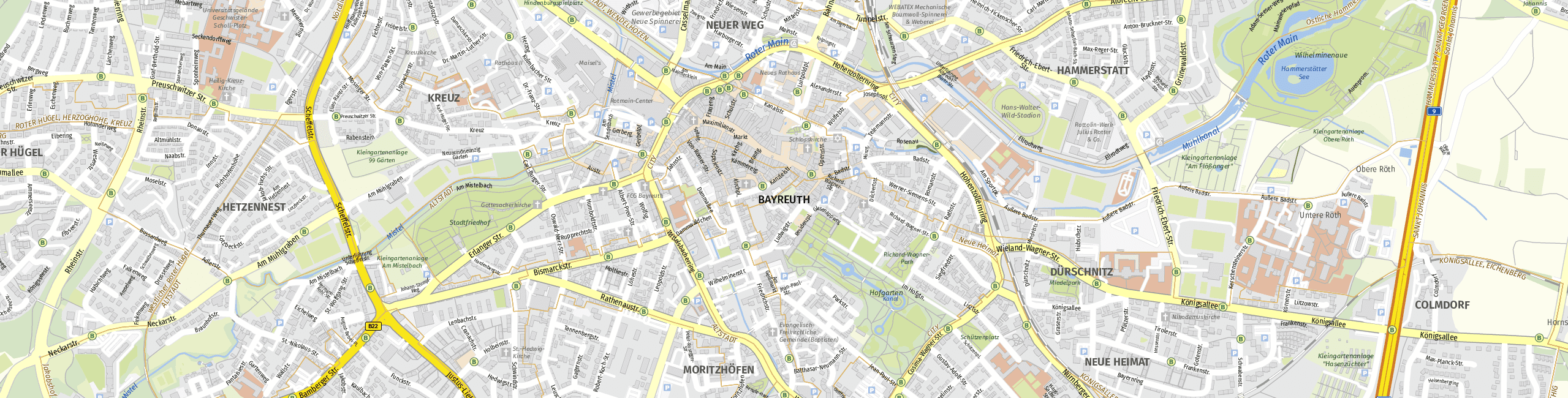 Stadtplan Bayreuth zum Downloaden.