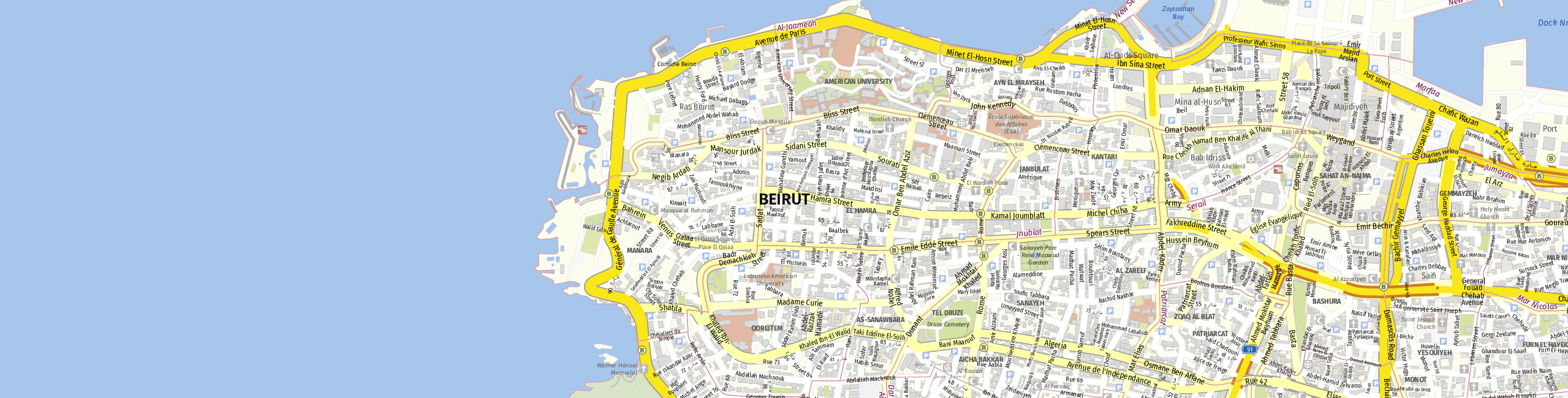 Stadtplan Beirut zum Downloaden.