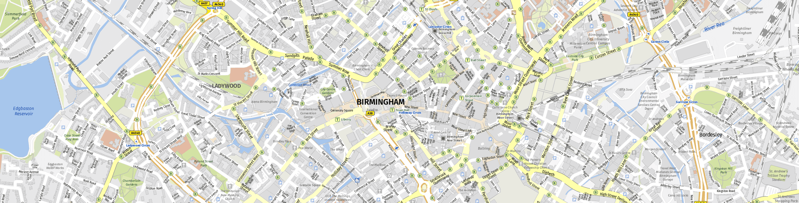 Stadtplan Birmingham zum Downloaden.