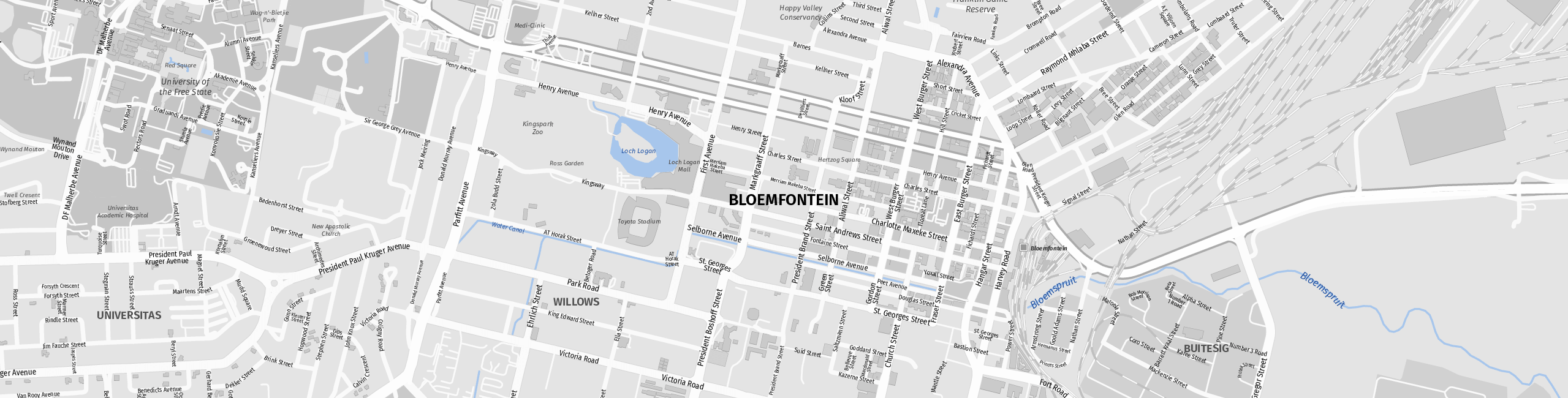 Stadtplan Bloemfontein zum Downloaden.