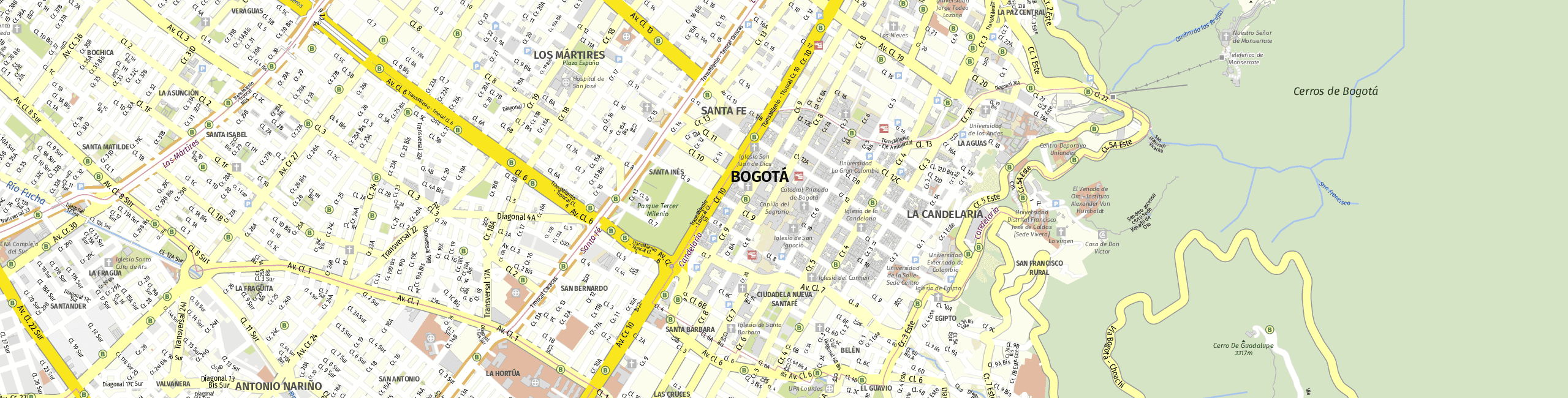 Stadtplan Bogotá zum Downloaden.