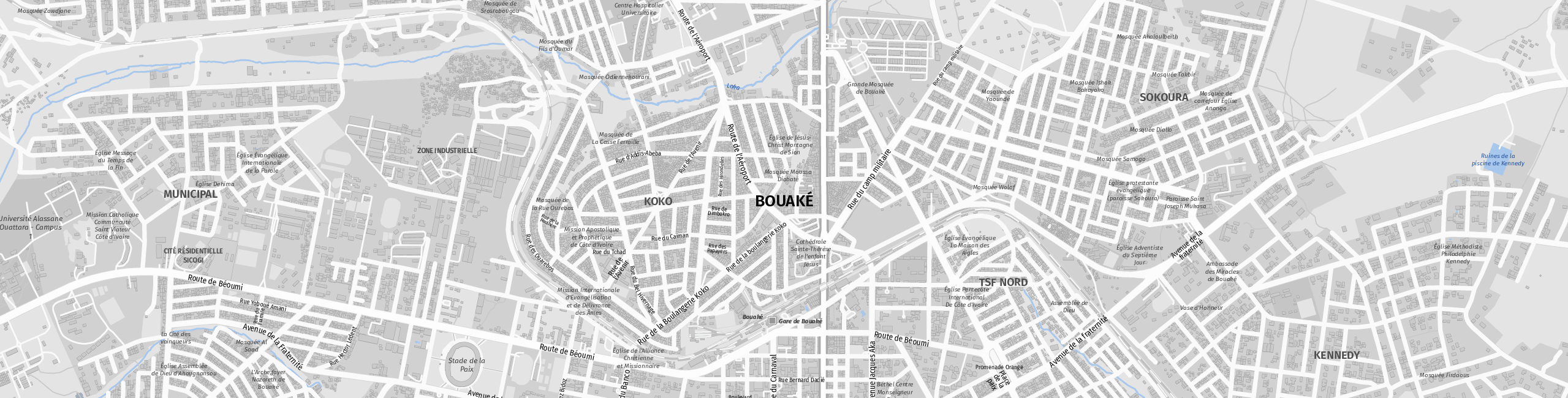 Stadtplan Bouaké zum Downloaden.