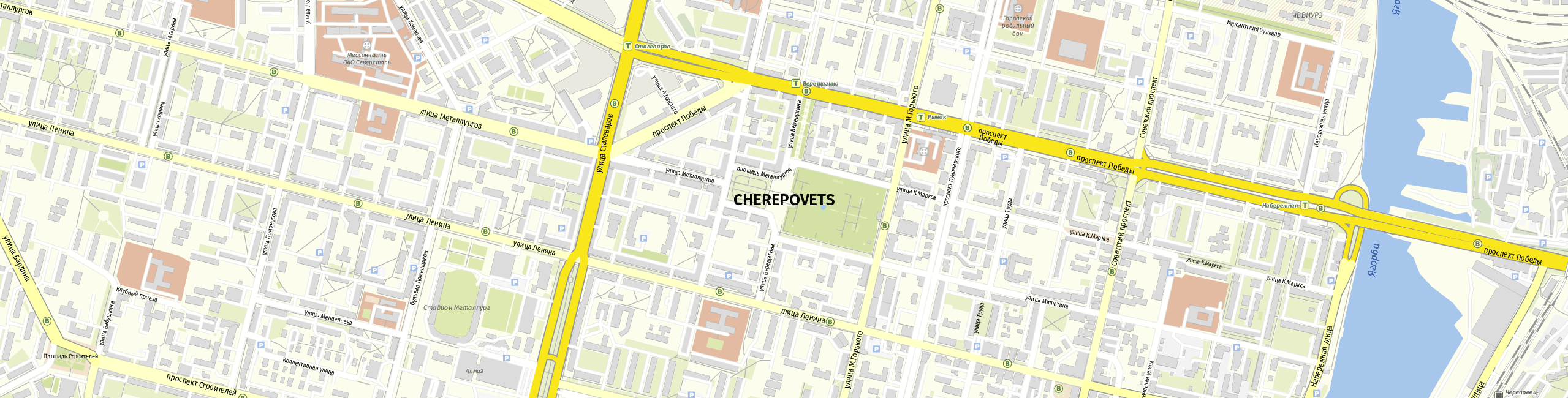Stadtplan Tscherepowez zum Downloaden.