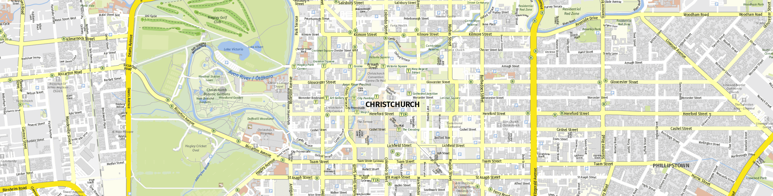 Stadtplan Christchurch zum Downloaden.