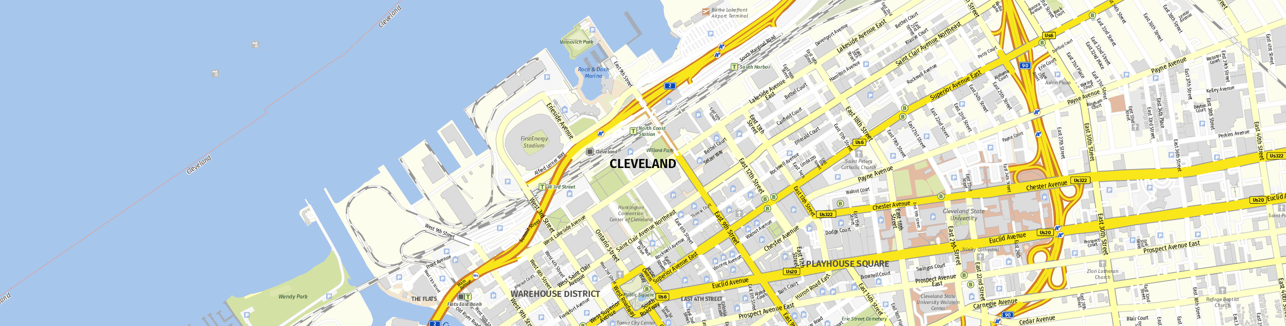 Stadtplan Cleveland zum Downloaden.
