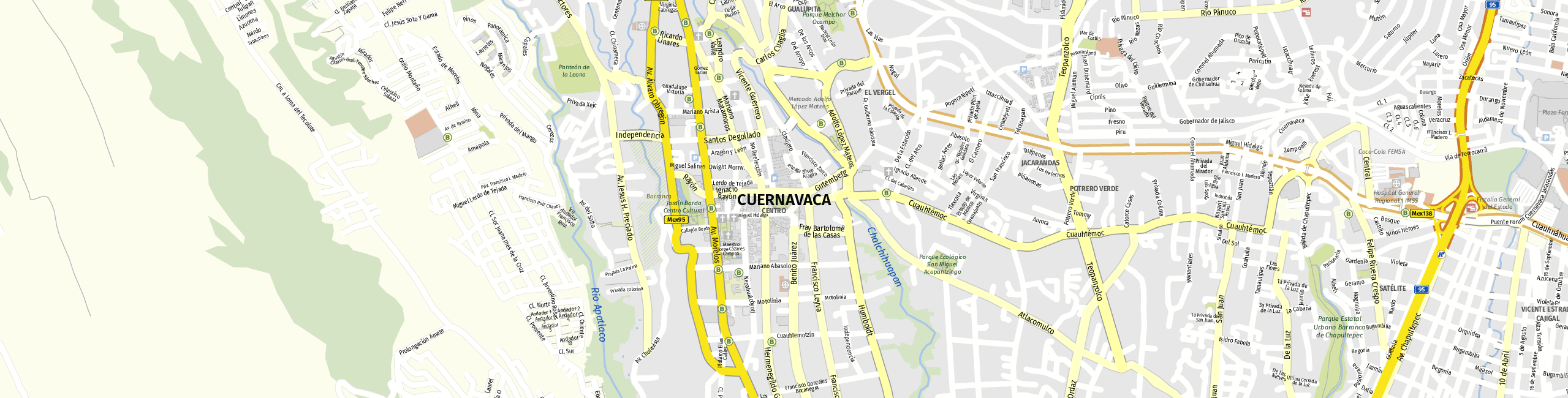 Stadtplan Cuernavaca zum Downloaden.