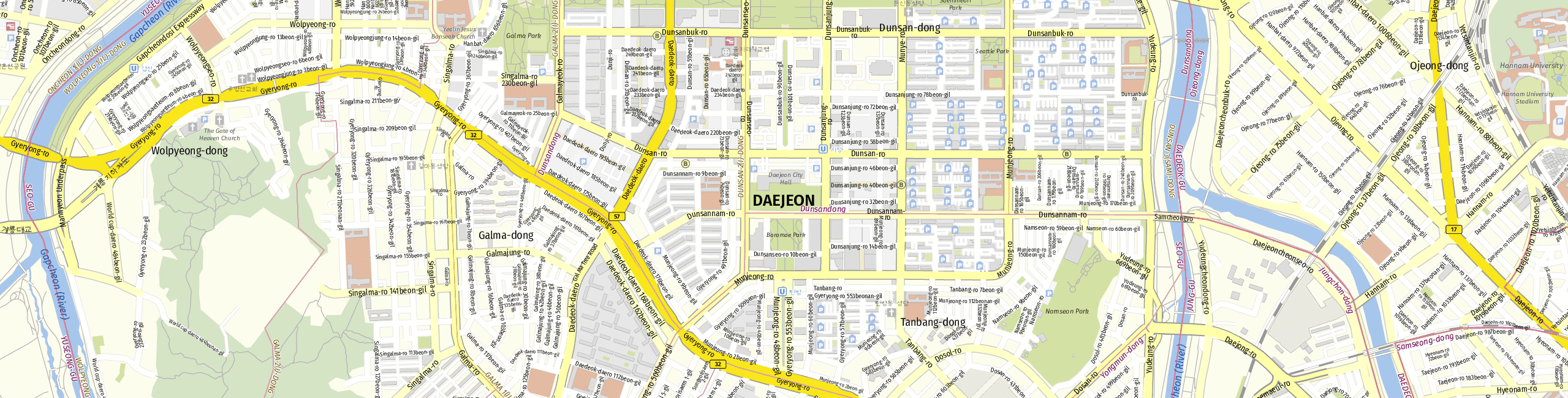 Stadtplan Daejeon zum Downloaden.