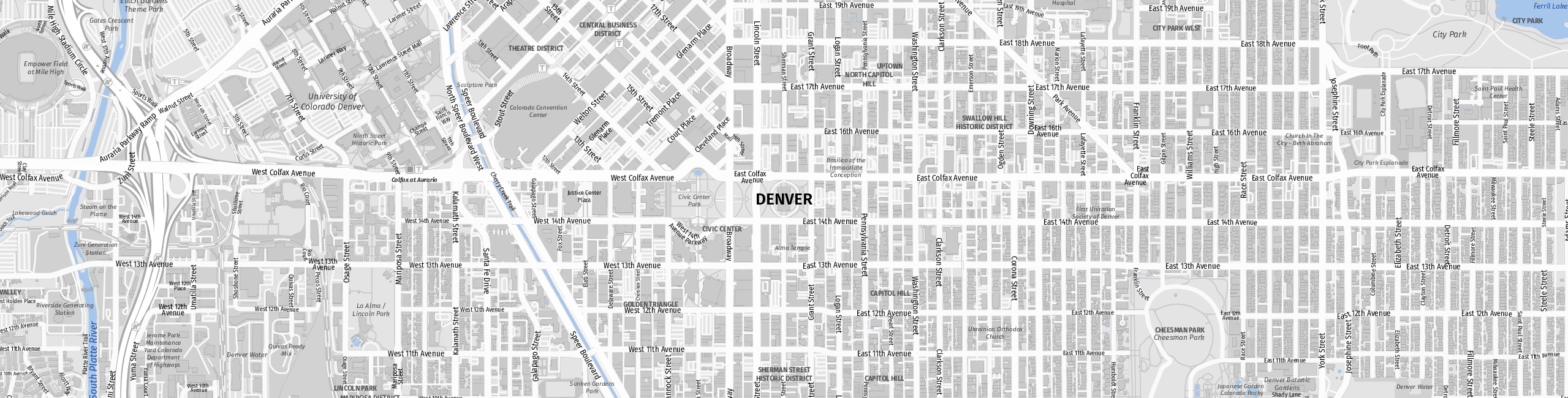 Stadtplan Denver zum Downloaden.