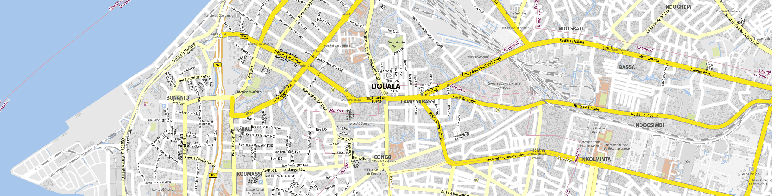 Stadtplan Duala zum Downloaden.