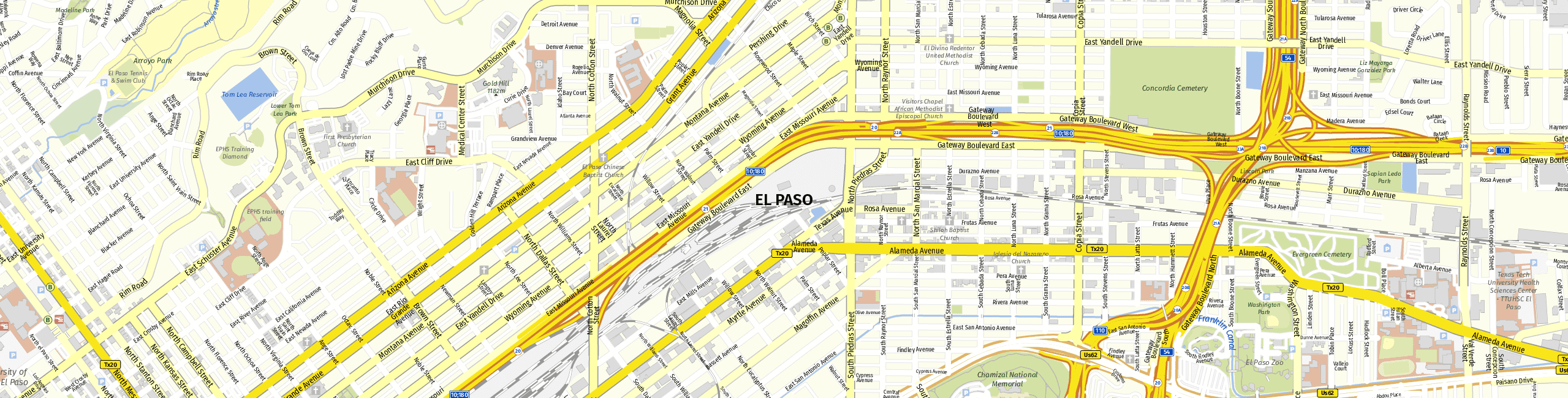 Stadtplan El Paso zum Downloaden.