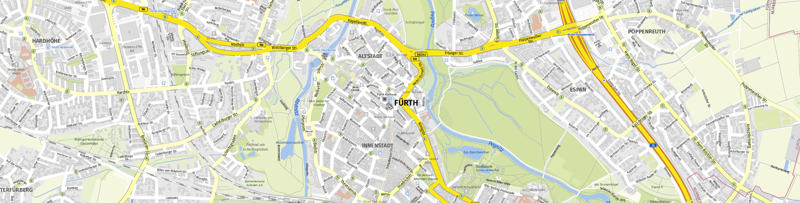 Stadtplan Fürth zum Downloaden.