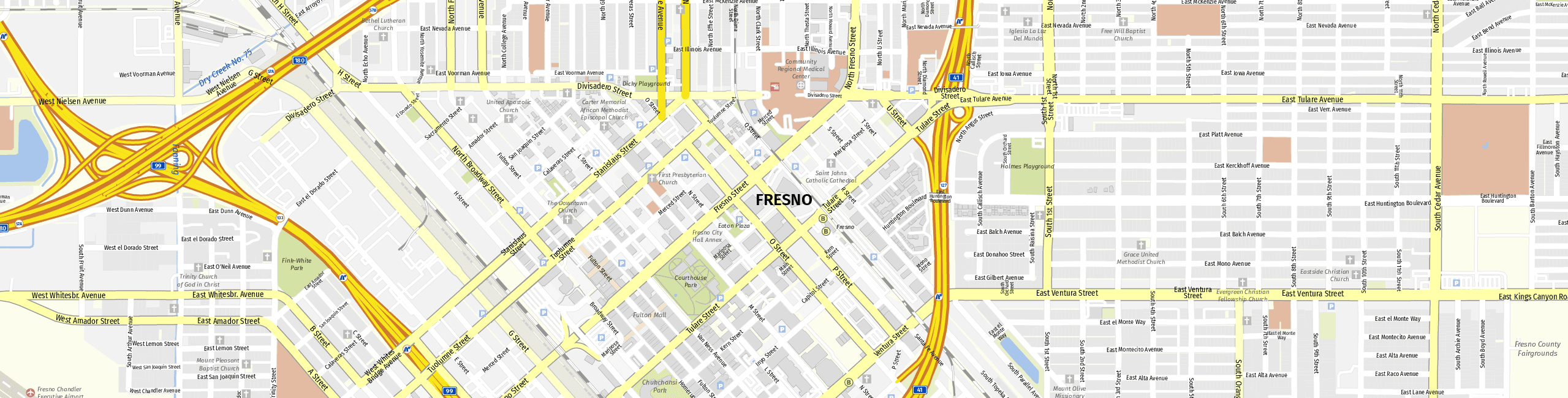 Stadtplan Fresno zum Downloaden.