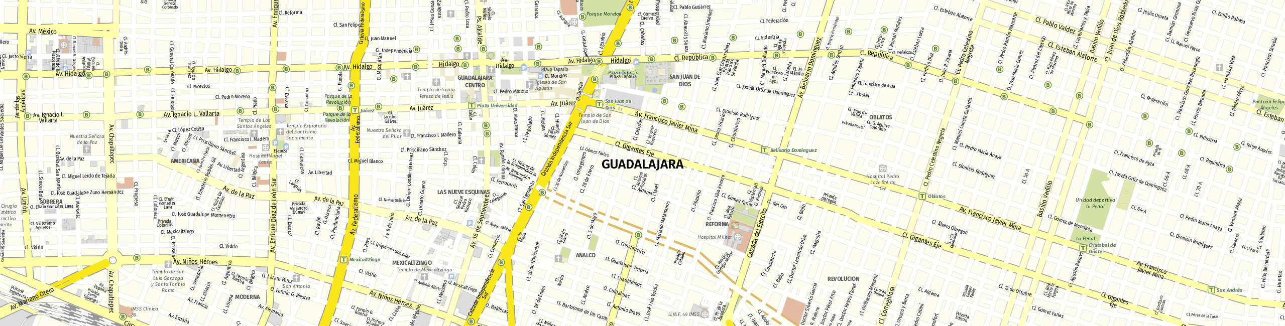 Stadtplan Guadalajara zum Downloaden.