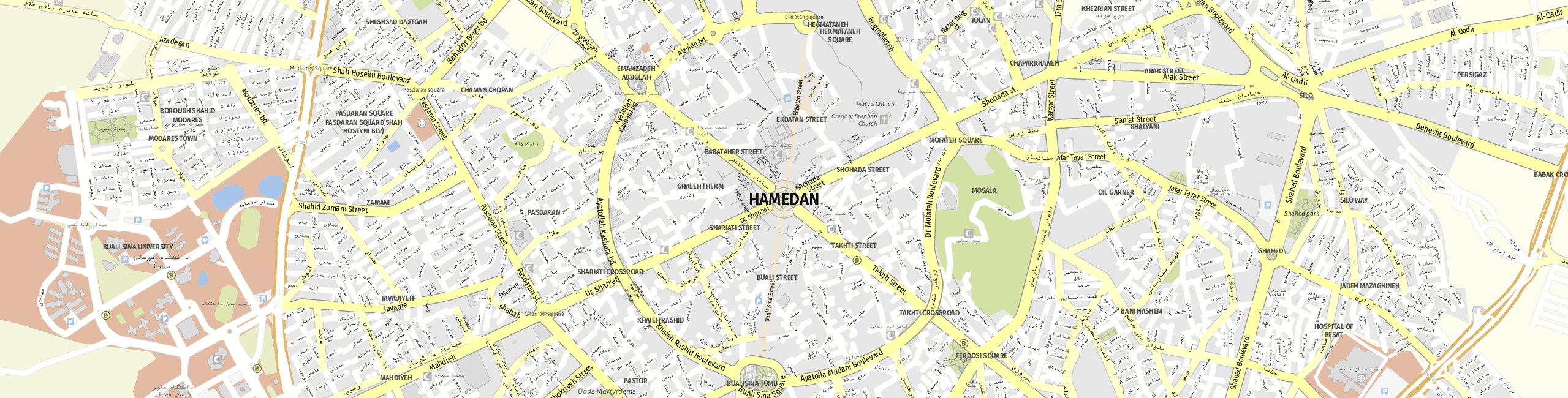 Stadtplan Hamedan zum Downloaden.