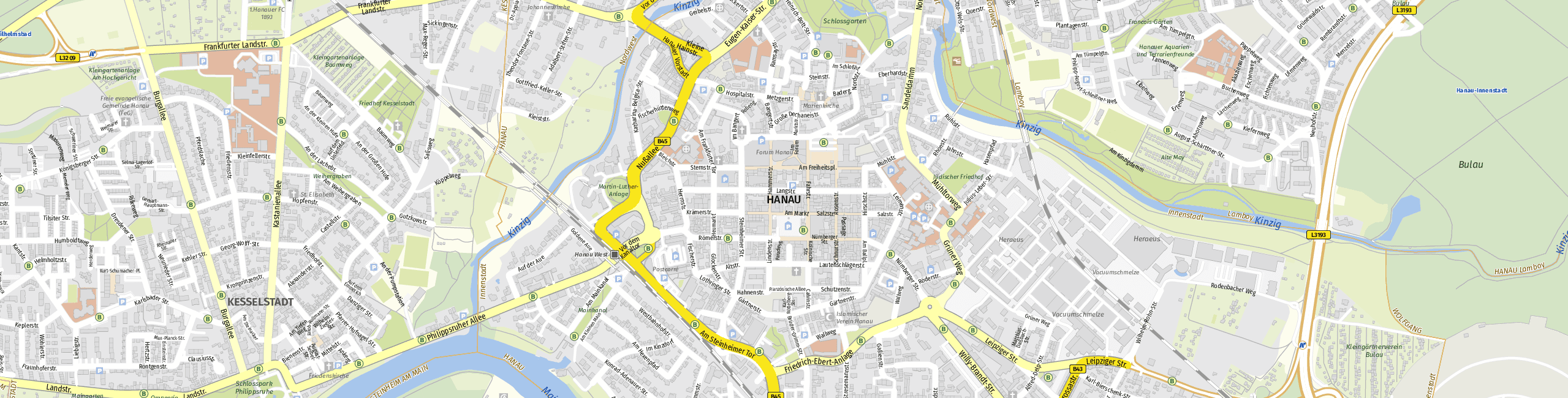Stadtplan Hanau zum Downloaden.