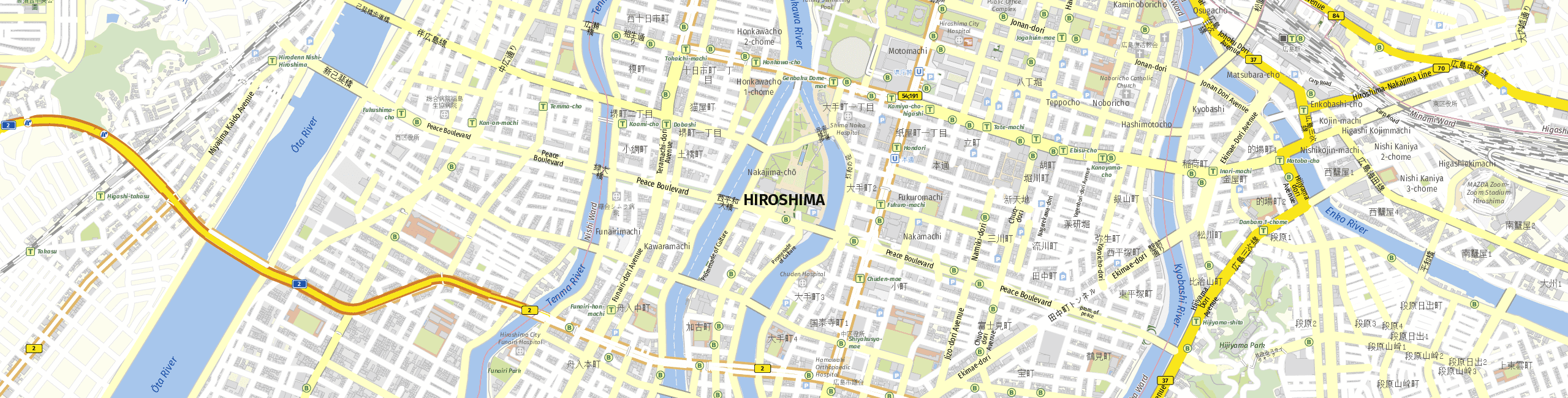 Stadtplan Hiroshima zum Downloaden.