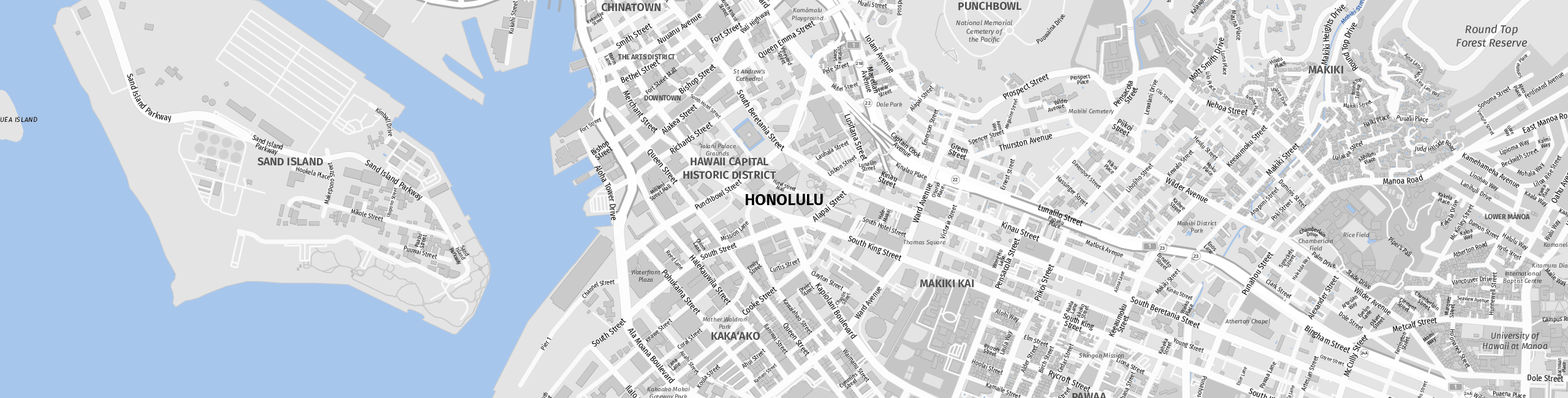 Stadtplan Honolulu zum Downloaden.