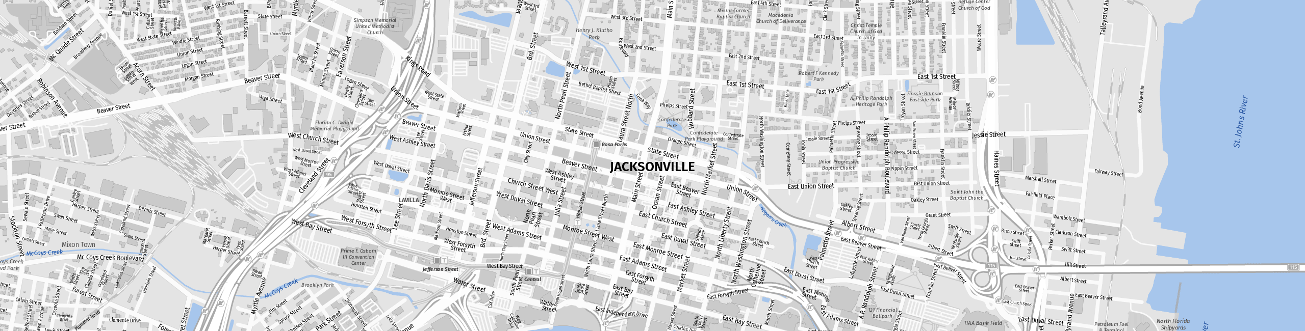 Stadtplan Jacksonville zum Downloaden.
